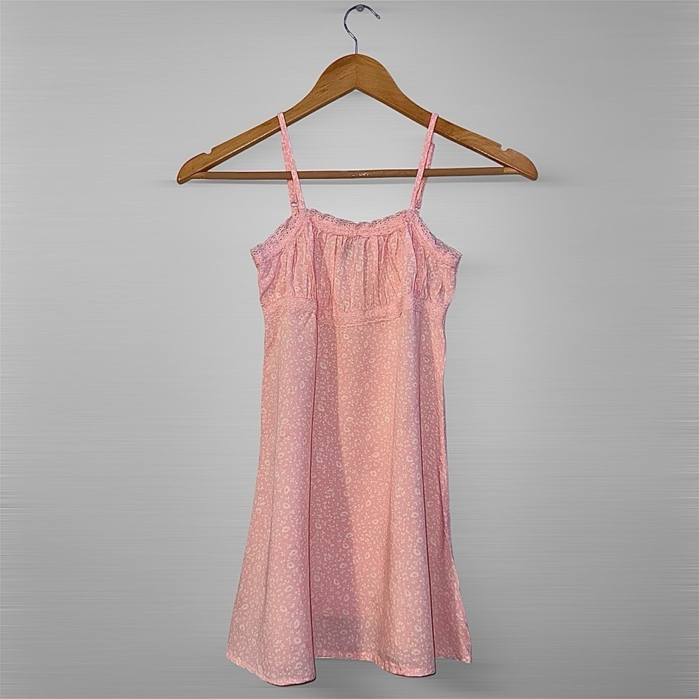 Art Class Pink, White Floral Spaghetti Strap Layering Dress Kids Girls Size M/8